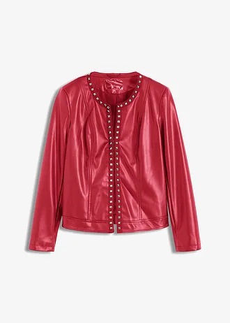 Blazer enduit à rivets, Couleur: rouge cerise