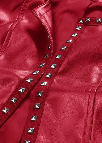 Blazer enduit à rivets, Couleur: rouge cerise