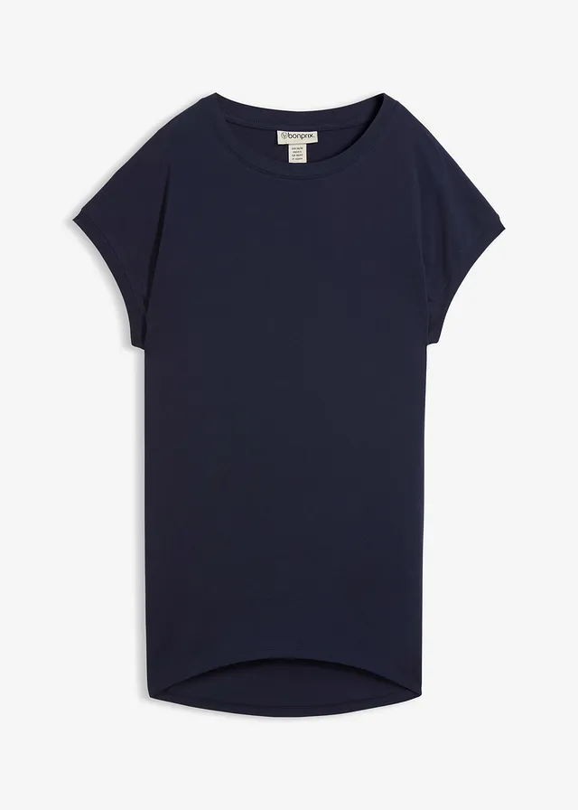 Długi T-shirt z czystej bawełny • ciemnoniebieski • sklep bonprix