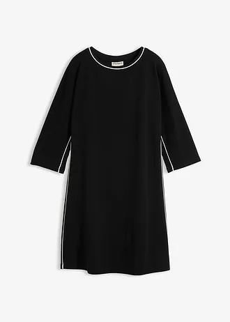 Rochie din tricot din bumbac organic cu paspoal în contrast • negru • magazin bonprix