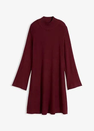 Rochie tricotată cu croi în A, din mix cu viscoză • roșu arțar • magazin bonprix