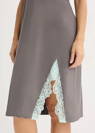 Nachthemd met viscose en kant • granietgrijs-lichtmint • bonprix online shop
