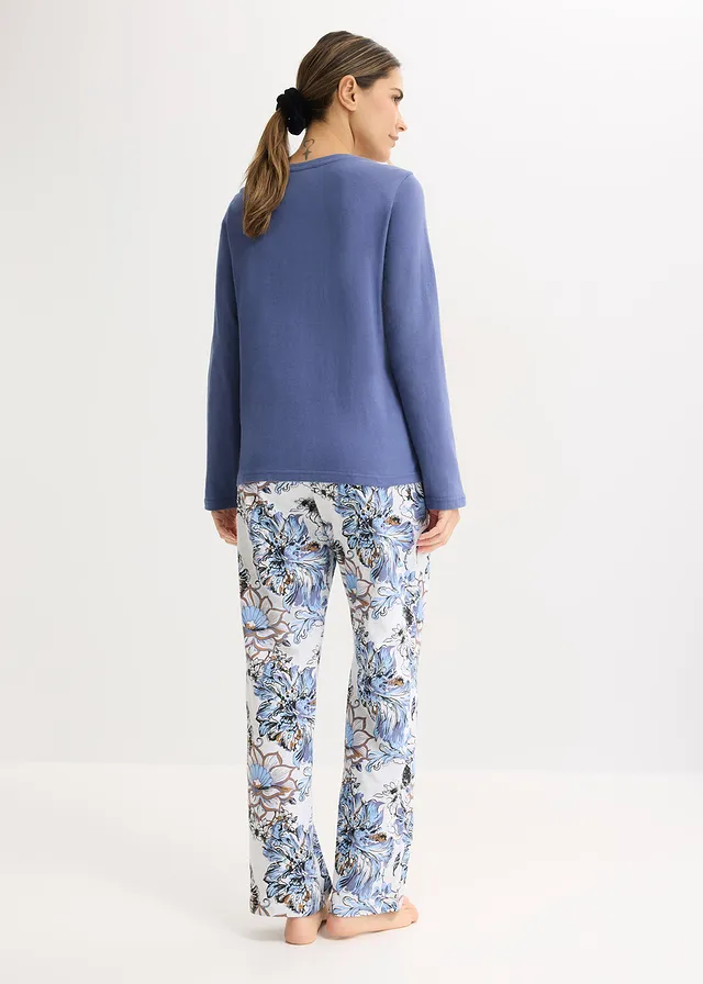 Pyjama en coton doux • bleu jean-écru chiné imprimé • product-page.page-title-suffix