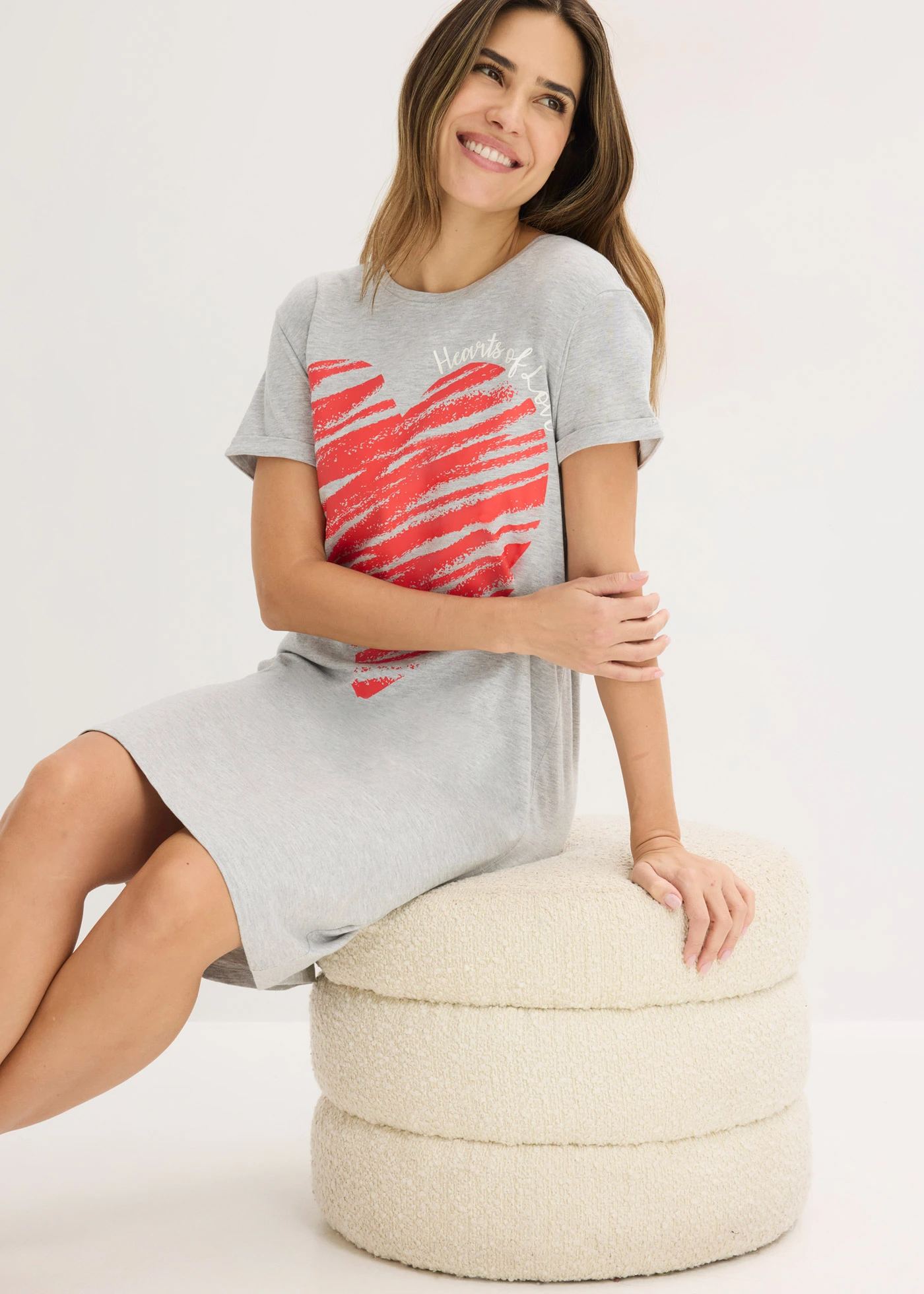 Cămașă de noapte 100% din bumbac (2 buc./pac.) • gri deschis melanj + negru • magazin bonprix