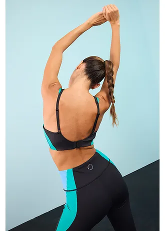 Sutien sport vătuit, cu susținere medie • negru-verde-smarald-albastru briliant • magazin bonprix