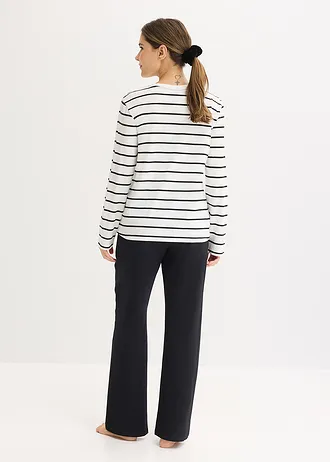 Pyjama • wolwit/zwart gestreept • bonprix online shop