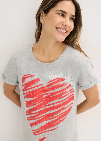 Lot de 2 chemises de nuit 100% coton • gris clair chiné + noir • Boutique bonprix