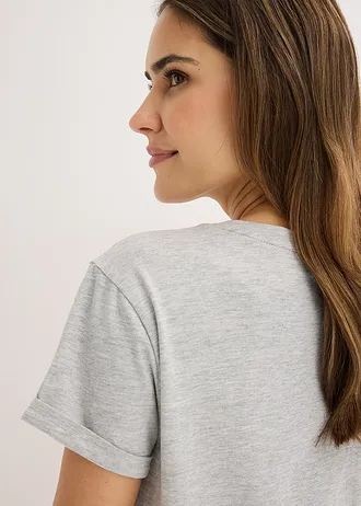 Lot de 2 chemises de nuit 100% coton • gris clair chiné + noir • Boutique bonprix