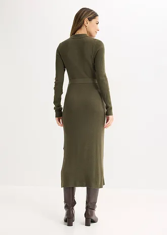 Rochie tricotată din material cu viscoză • oliv închis • magazin bonprix