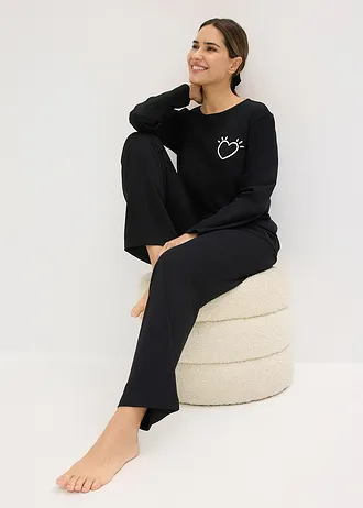 Pyjama en coton doux • noir • Boutique bonprix