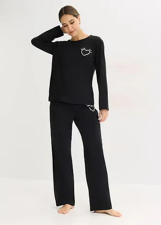Pyjama van zacht katoen • zwart • bonprix online shop