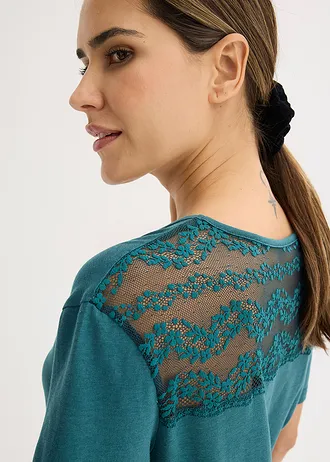 Pyjama met viscose en kant • pepergroen • bonprix online shop