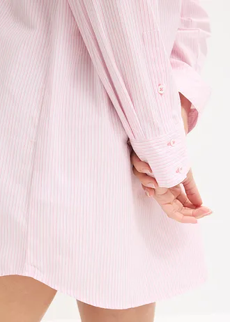 Chemise de nuit oversize tissée 100% coton • rose cristal rayé • Boutique bonprix