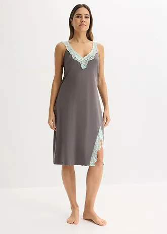 Nachthemd met viscose en kant • granietgrijs-lichtmint • bonprix online shop