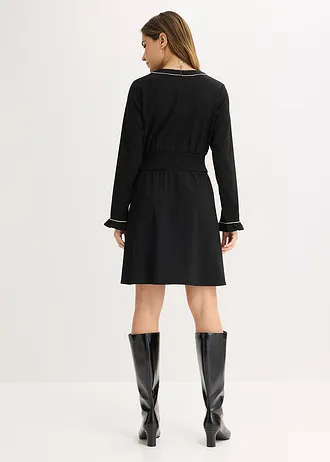 Rochie cu volănașe • negru/ecru • magazin bonprix