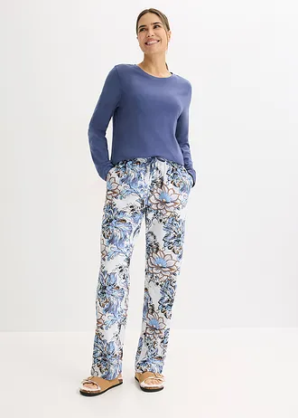 Pijama din bumbac moale • albastru blugi-bej natur melanj • magazin bonprix