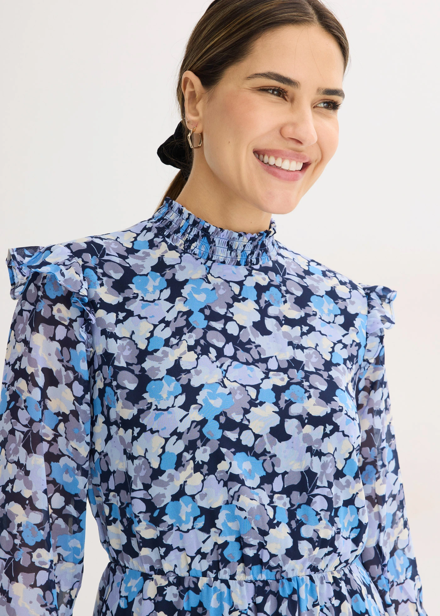 Sifon ruha álló gallérral • kék/virágmintás • bonprix áruház