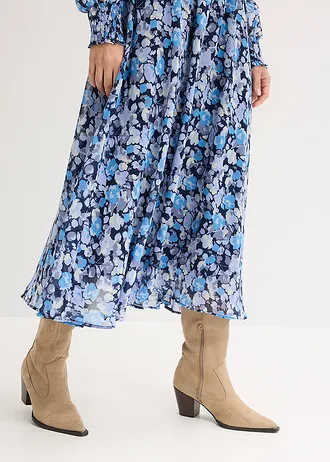 Šifonové šaty se stojáčkem • modrá s květy • bonprix obchod