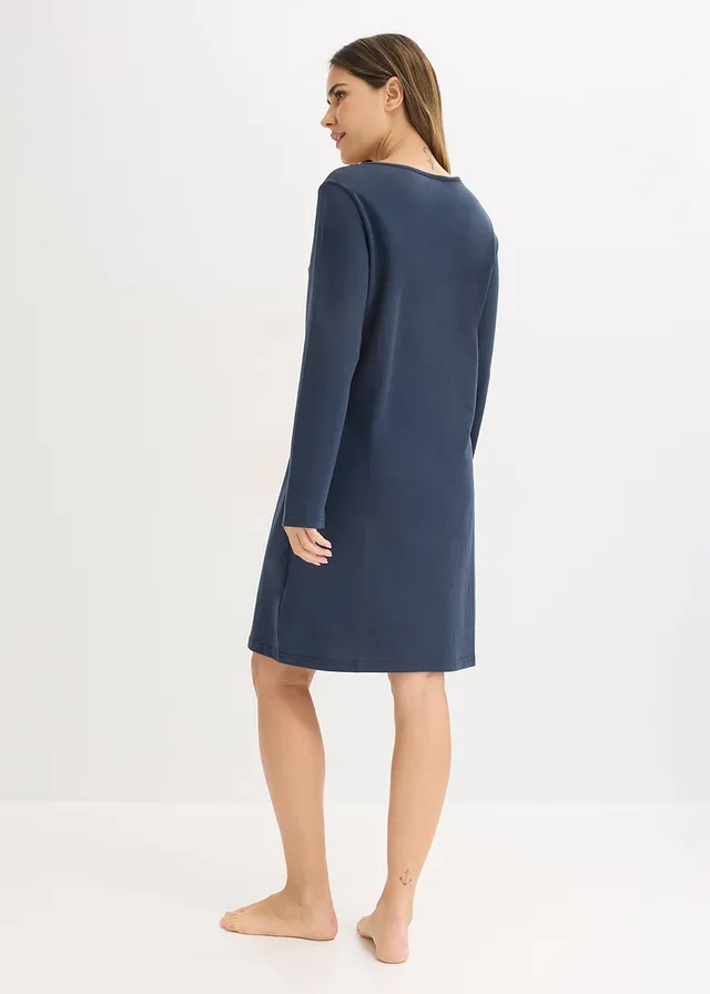 Chemise de nuit en coton doux, Couleur: bleu intense