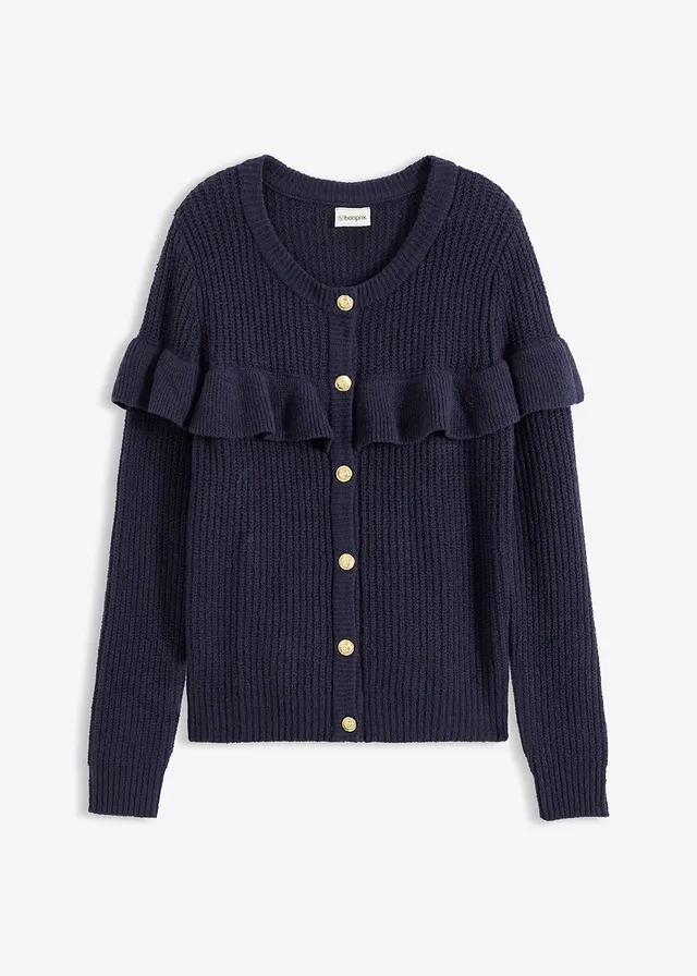 Jachetă din tricotaj fin din amestec de bumbac • bleumarin • magazin bonprix