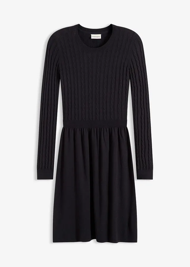 Rochie tricotată din mix cu viscoză • negru • magazin bonprix