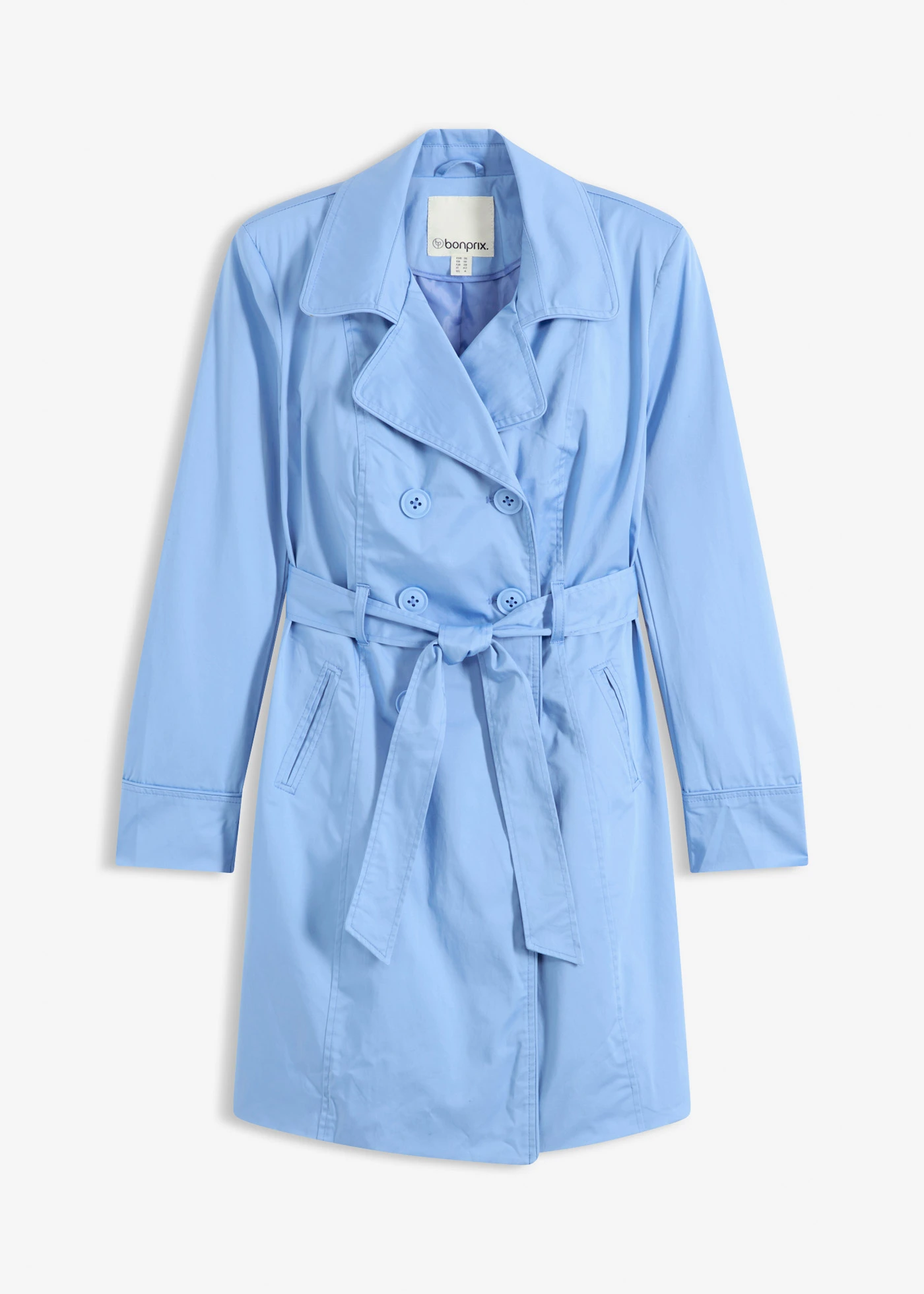 Trenchcoat van katoen • middenblauw • bonprix online shop