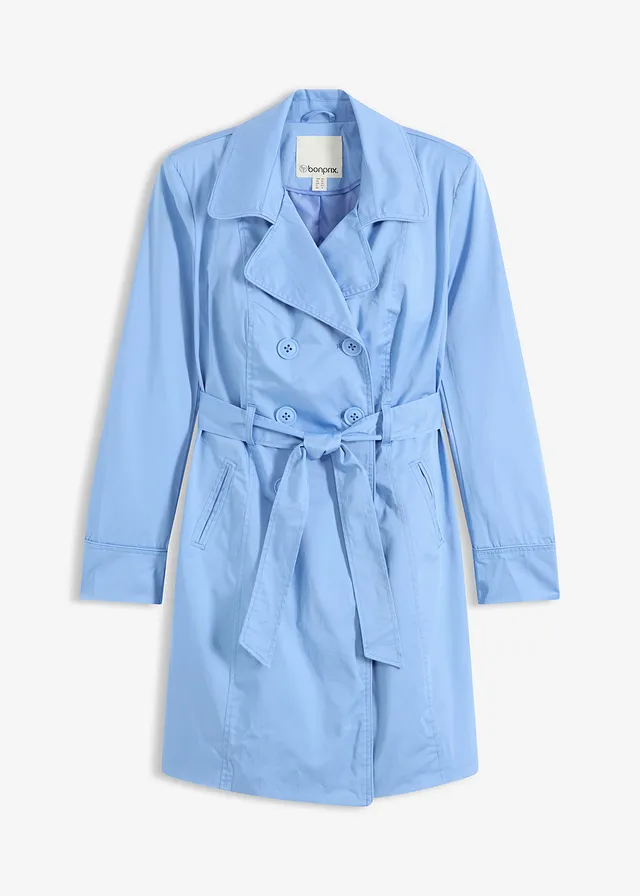 Trenchcoat van katoen • middenblauw • bonprix online shop