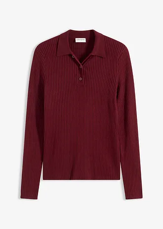 Polo en fine maille à boutons • rouge rubis • Boutique bonprix