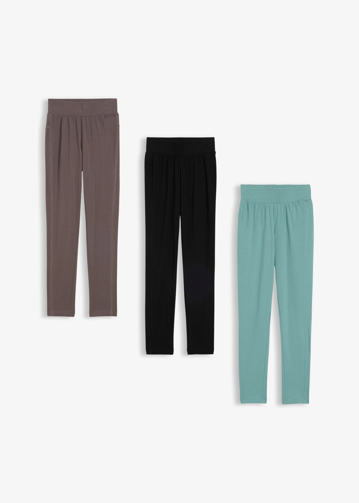 Legging in een elastische katoenmix (set van 3) • mosgroen+zwart+antraciet • bonprix online shop