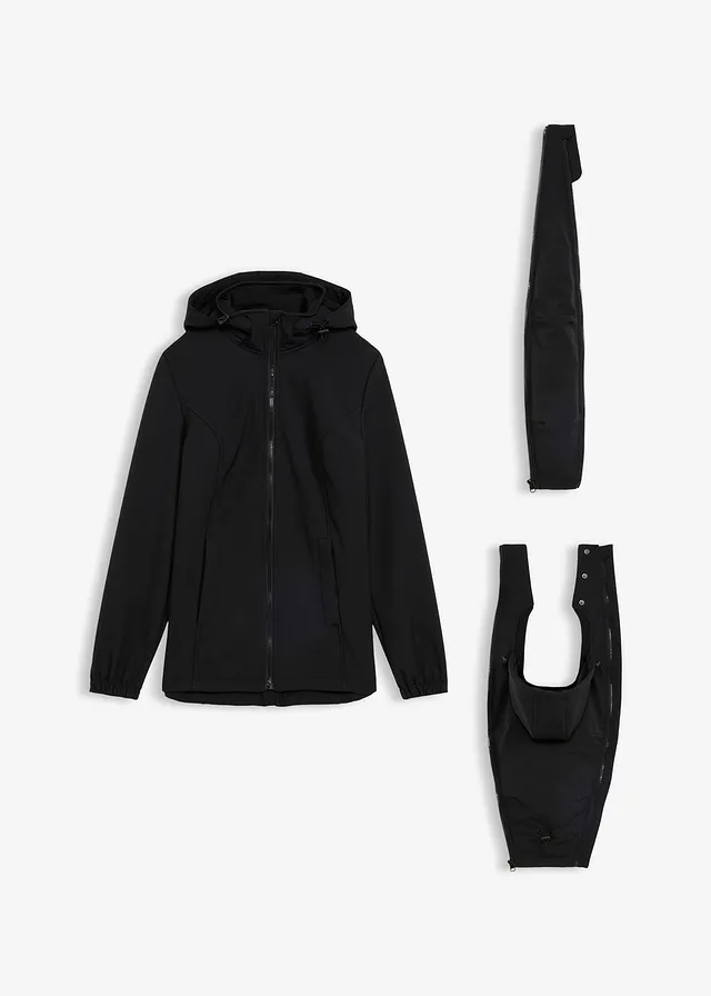 4 az 1-ben softshell kabát bababetéttel, elöl és hátul hordható kivitelben • fekete • bonprix áruház