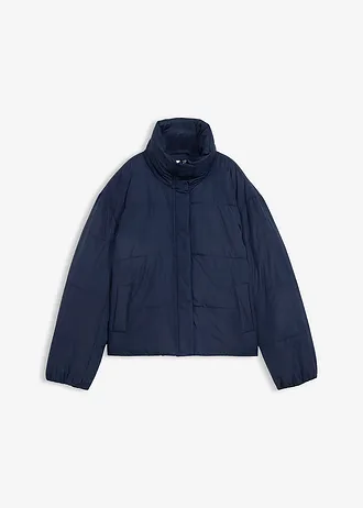 Gewatteerde jas met opstaande kraag, Kleur: donkerblauw