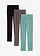 Lot de 3 leggings en coton extensible, Couleur: vert mousse+noir+anthracite