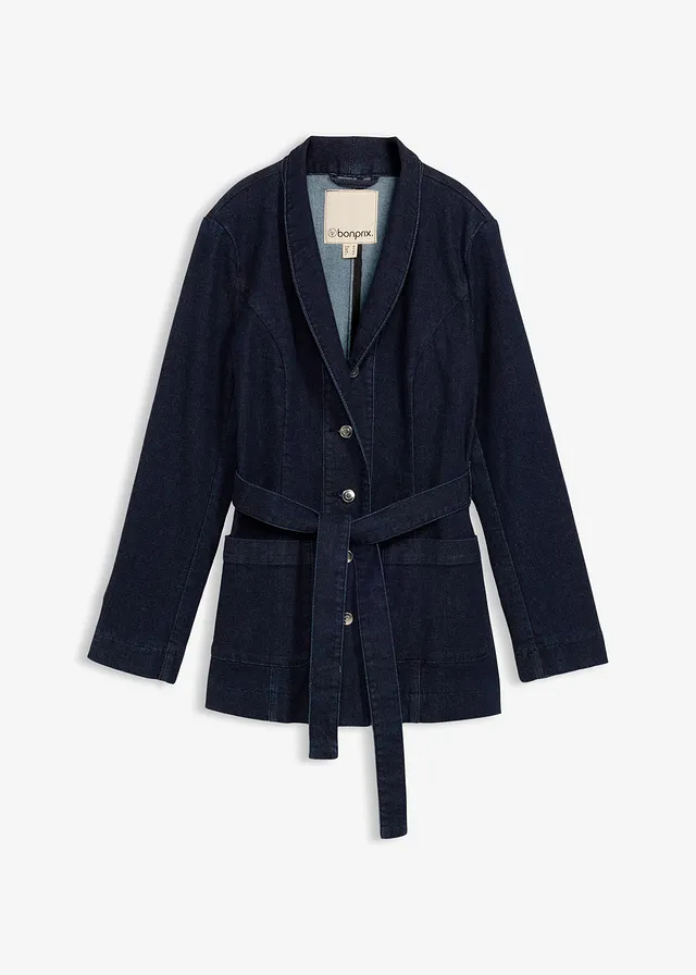 Veste en jean avec ceinture • bleu foncé denim • Boutique bonprix