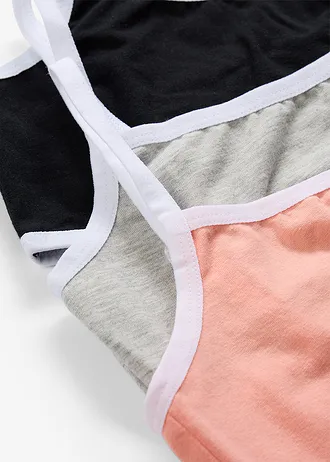 Biustonosz bustier z miękką bawełną (3 szt.) • jasnoróżowy łososiowy+czarny+jasnoszary melanż • sklep bonprix