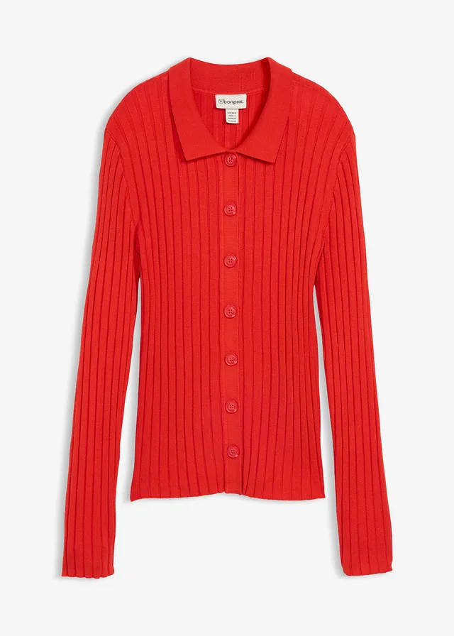 Gilet fluide en maille côtelée • fraise • Boutique bonprix