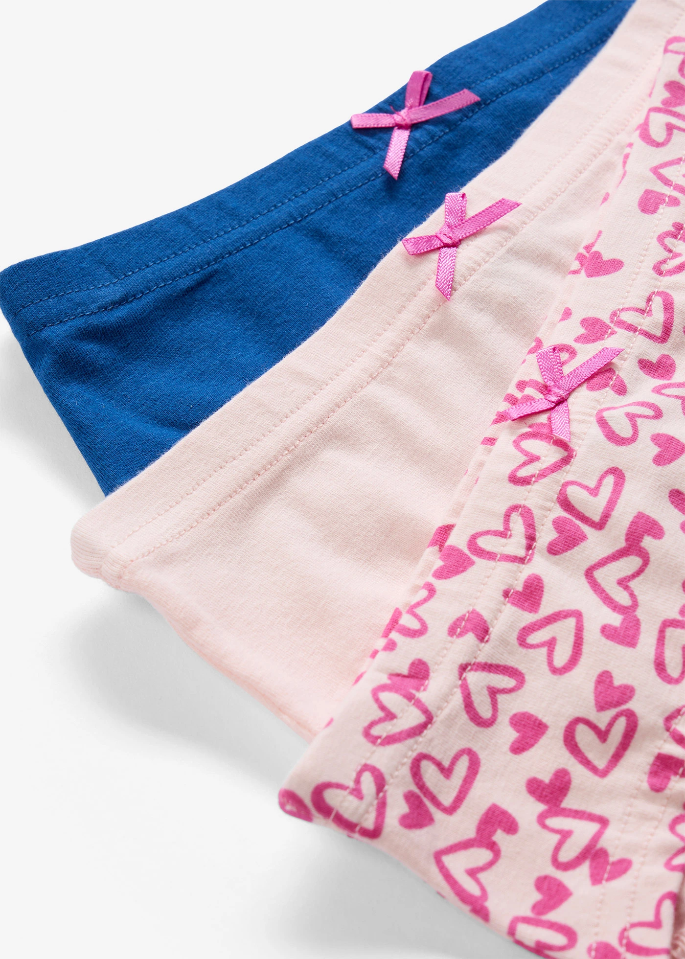 Figi panty z miękkiej bawełny, z małą satynową kokardką (5 szt.) • pastelowy róż z nadrukiem+pastelowy róż+niebieski • sklep bonprix