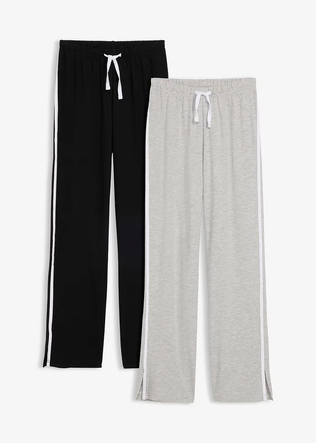 Jersey broek van elastisch biologisch katoenmix (set van 2)