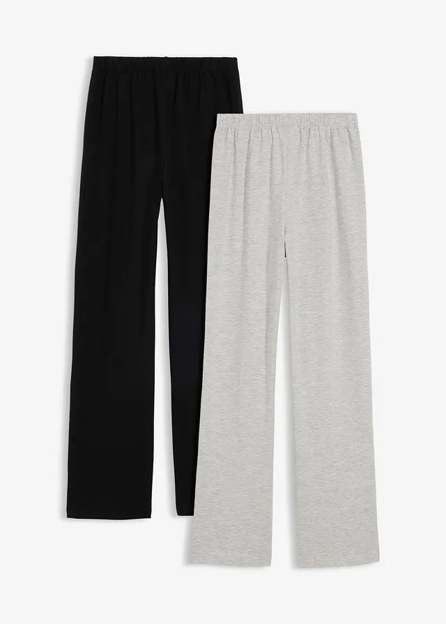 Jersey broek van een elastisch biologisch katoenmix (set van 2)