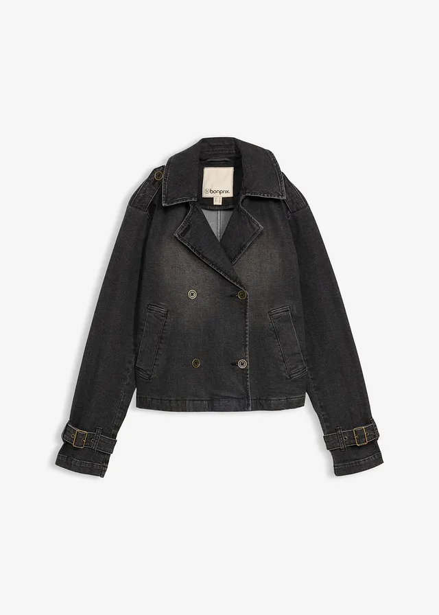 Trenč bunda, denim • čierna denim • obchod bonprix