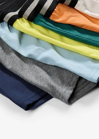 Lot de 7 boxers coton • nectarine+pétrole+gris chiné • Boutique bonprix