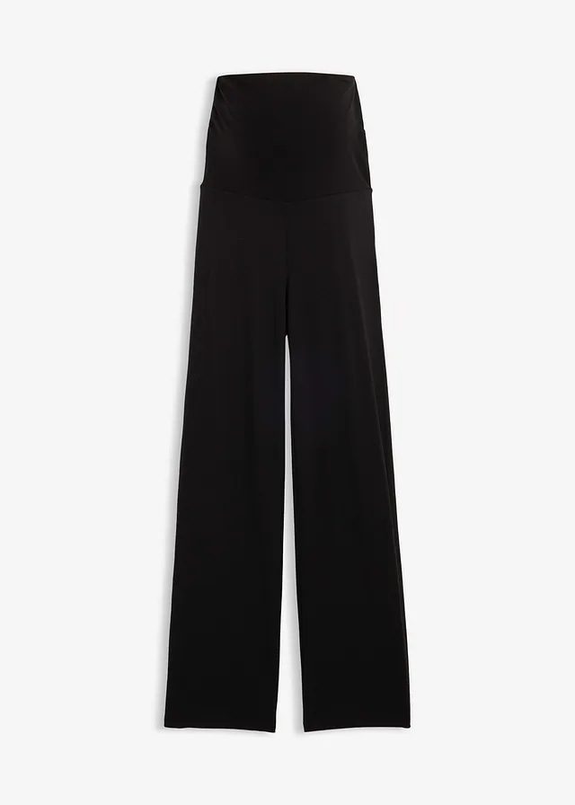 Pantaloni de gravide 2 în 1 din jerse, care pot fi folosiți și după sarcină, cu bată pliabilă • negru • magazin bonprix