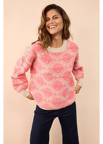 Gebreide boxy trui • roze-pink gedessineerd • bonprix online shop