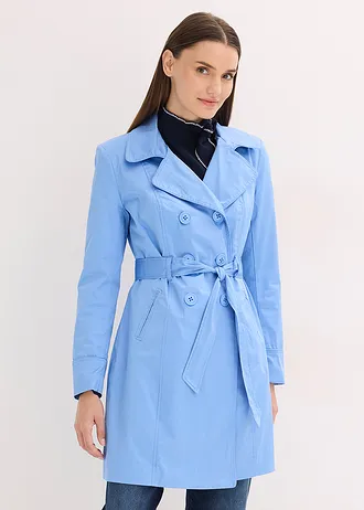 Trenchcoat van katoen, Kleur: middenblauw