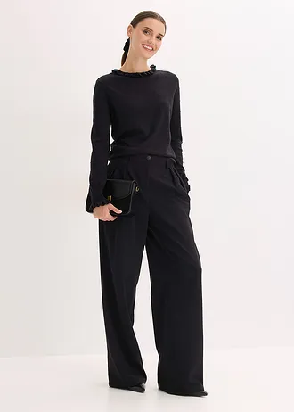 Finom kötött pulóver viszkóz keverékből • fekete • bonprix áruház