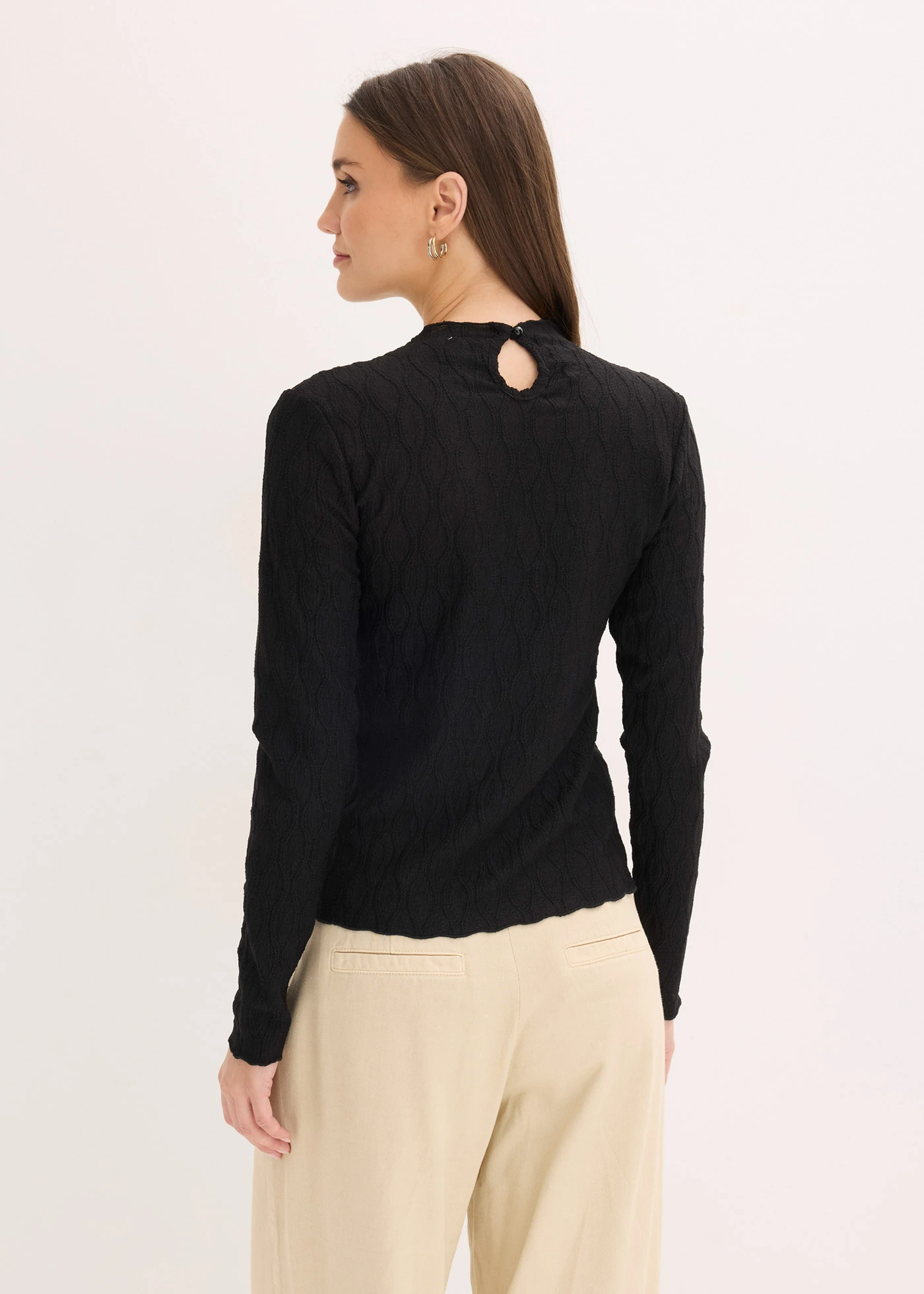 T-shirt manches longues texturé • noir • Boutique bonprix