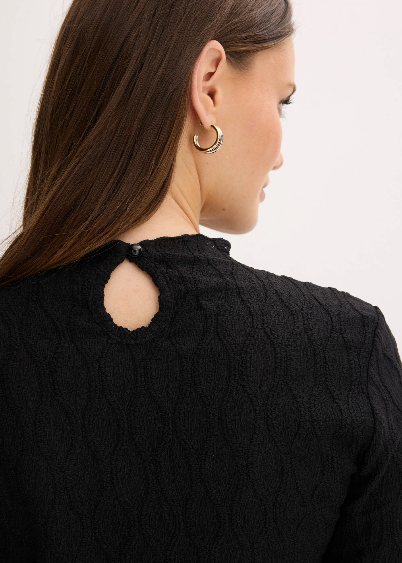 Gestructureerde longsleeve • zwart • bonprix online shop