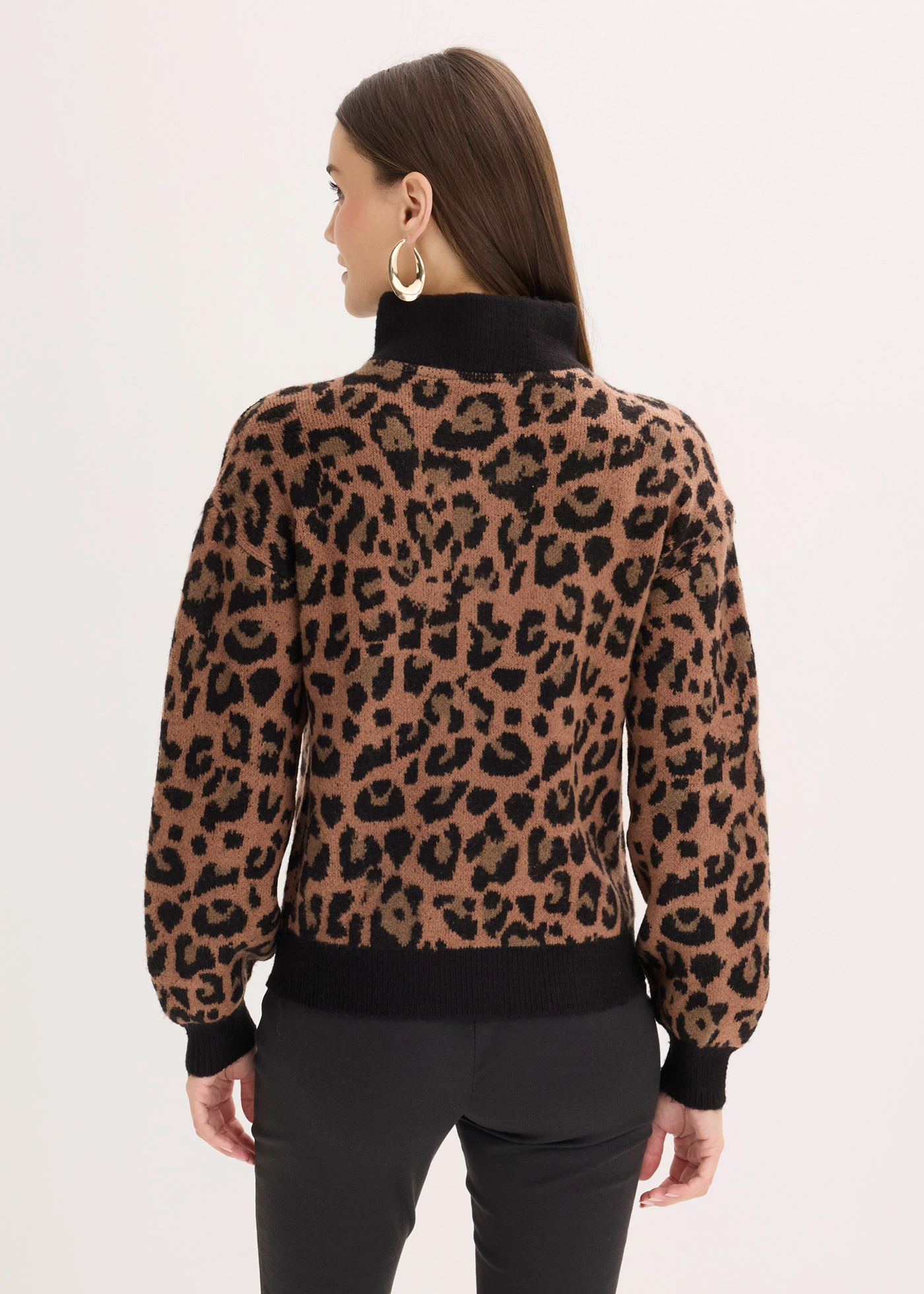 Pull camionneur • noir-marron léopard • Boutique bonprix