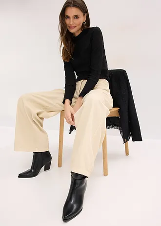 Gestructureerde longsleeve • zwart • bonprix online shop