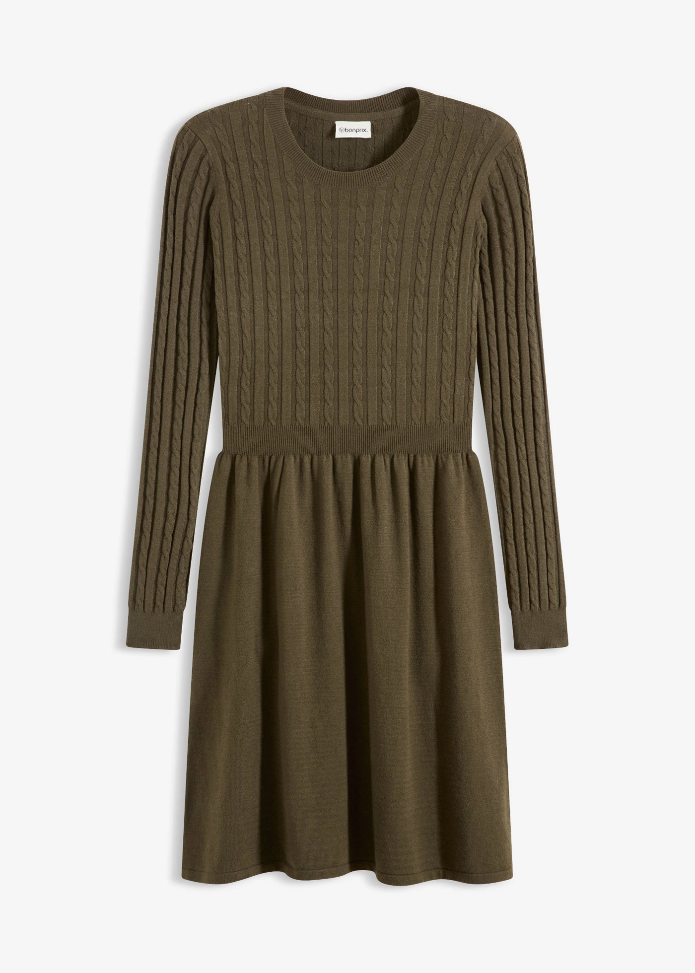 Rochie tricotată din mix cu viscoză • maro kaki melanj • magazin bonprix