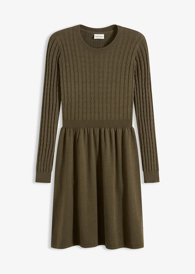 Rochie tricotată din mix cu viscoză • maro kaki melanj • magazin bonprix